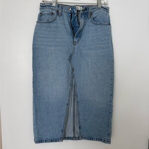 Abercrombie Blue Denim Midi Skirt with Front Slit